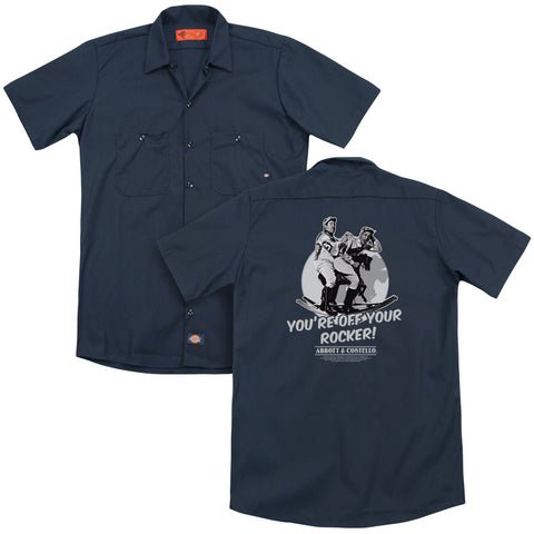 Abbott & Costello/off Your Rocker (back Print) - Adult Work Shirt - Navy