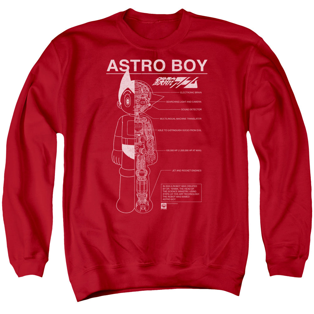Astro Boy/schematics-adult Crewneck Sweatshirt-red