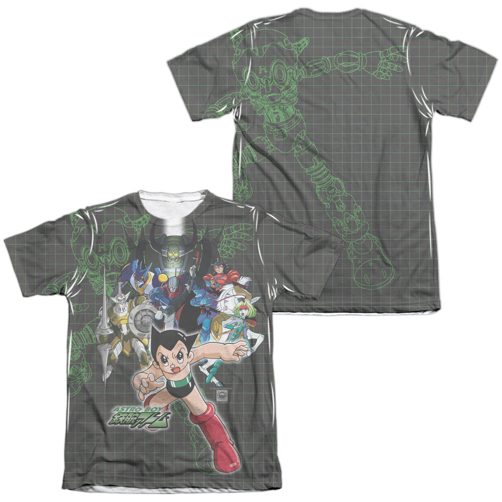 Astro Boy/group (front/back Print)-adult Poly/cotton S/s Tee-white