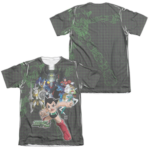 Astro Boy/group (front/back Print)-adult Poly/cotton S/s Tee-white