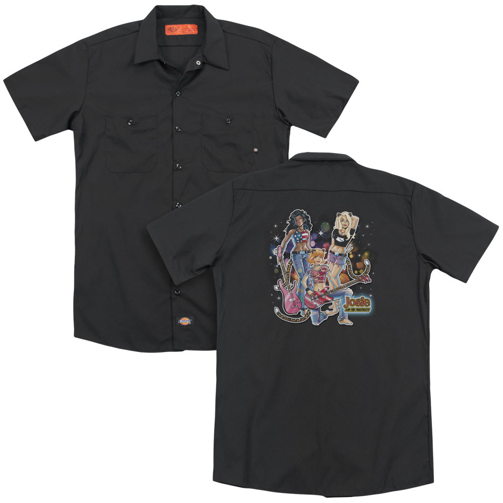 Archie Comics/pussycats Rock (back Print) - Adult Work Shirt - Black