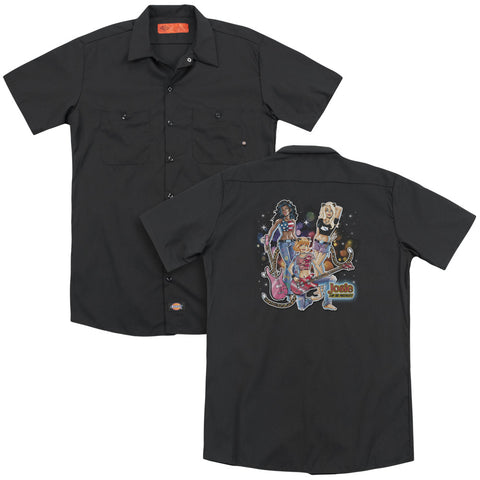 Archie Comics/pussycats Rock (back Print) - Adult Work Shirt - Black