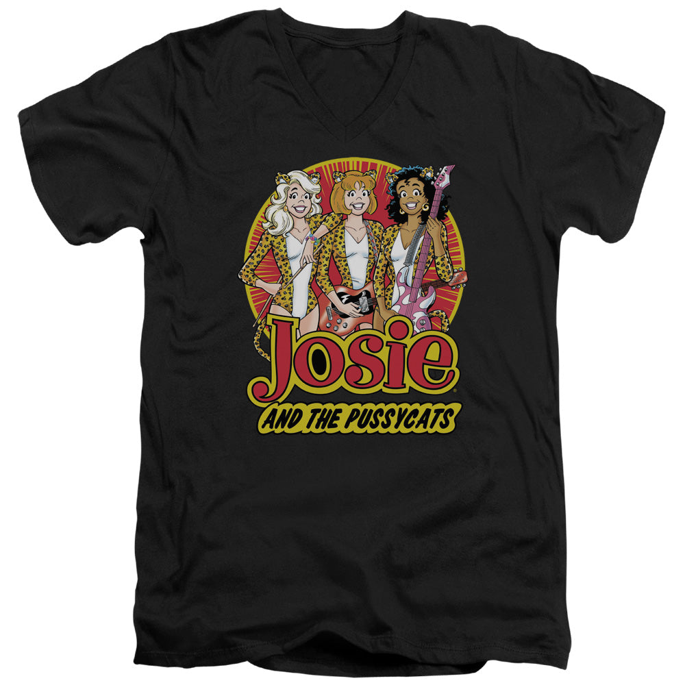 Archie Comics/power Trio - S/s Adult V-neck - Black