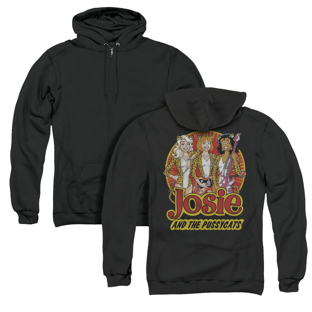 Archie Comics/power Trio (back Print) - Adult Zipper Hoodie - Black