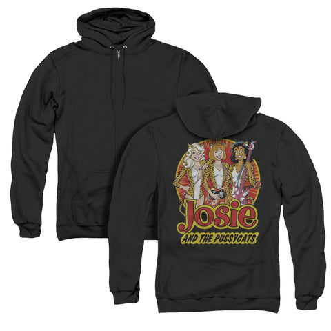 Archie Comics/power Trio (back Print) - Adult Zipper Hoodie - Black