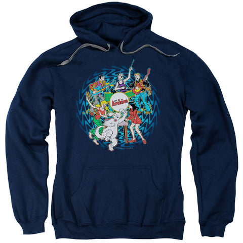 Archie Comics/psychadelic Archies-adult Pull-over Hoodie-navy