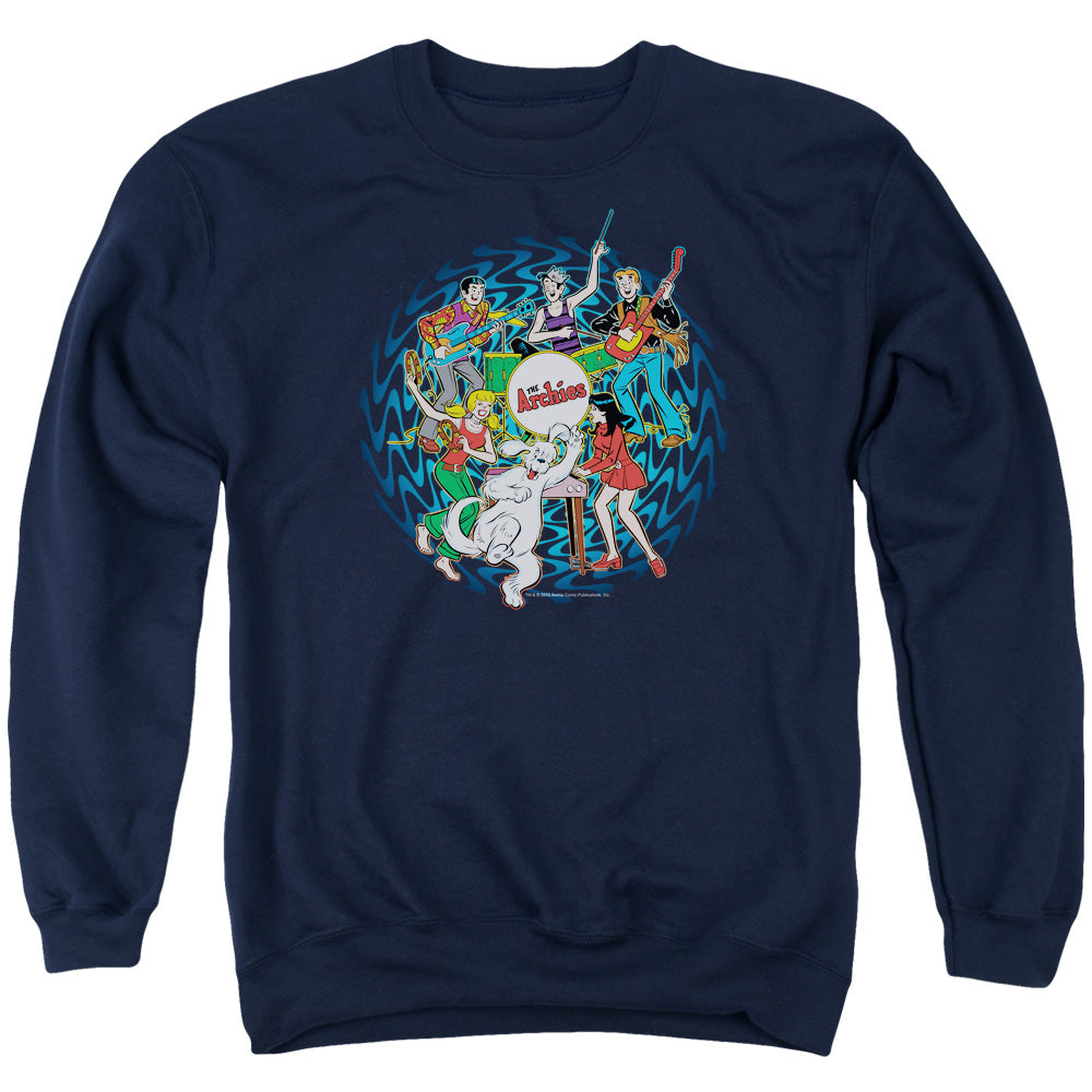 Archie Comics/psychadelic Archies - Adult Crewneck Sweatshirt - Navy