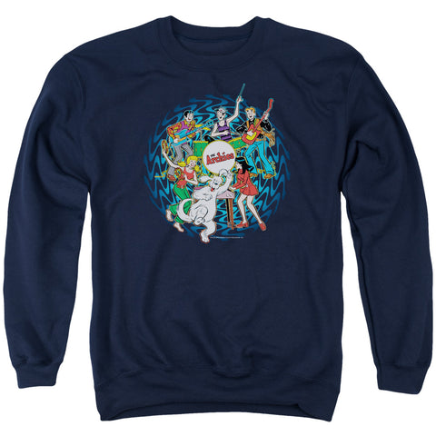 Archie Comics/psychadelic Archies - Adult Crewneck Sweatshirt - Navy