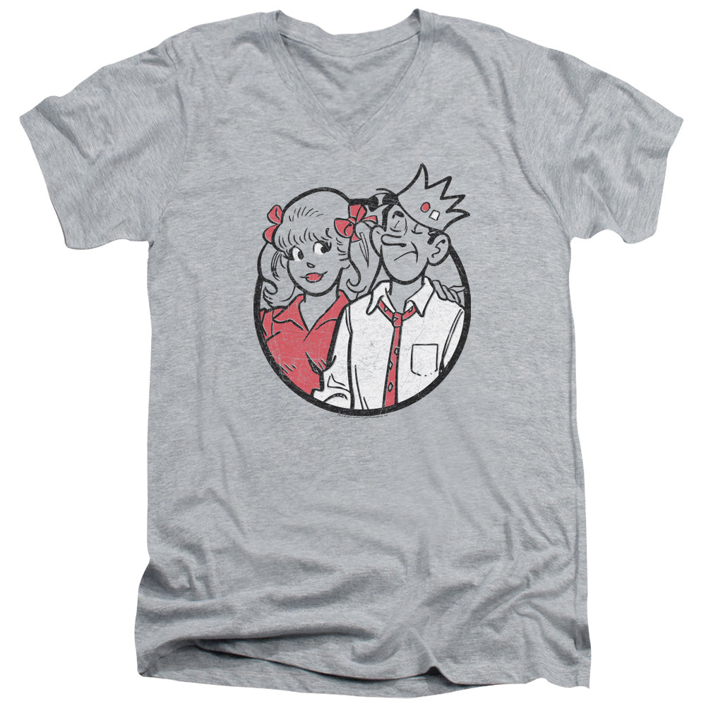 Archie Comics/betty And Jughead-s/s Adult V-neck 30/1-athletic Heather