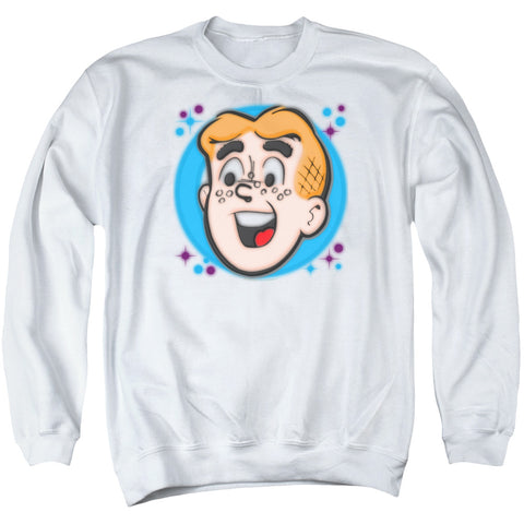 Archie Comics/airbrushed Archie-adult Crewneck Sweatshirt-white