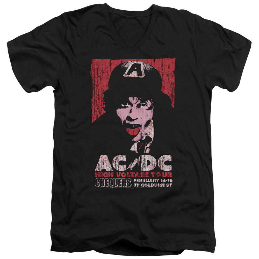 Acdc/high Voltage Live 1975-s/s Adult V-neck 30/1-black