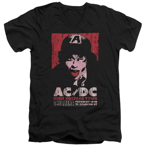 Acdc/high Voltage Live 1975-s/s Adult V-neck 30/1-black
