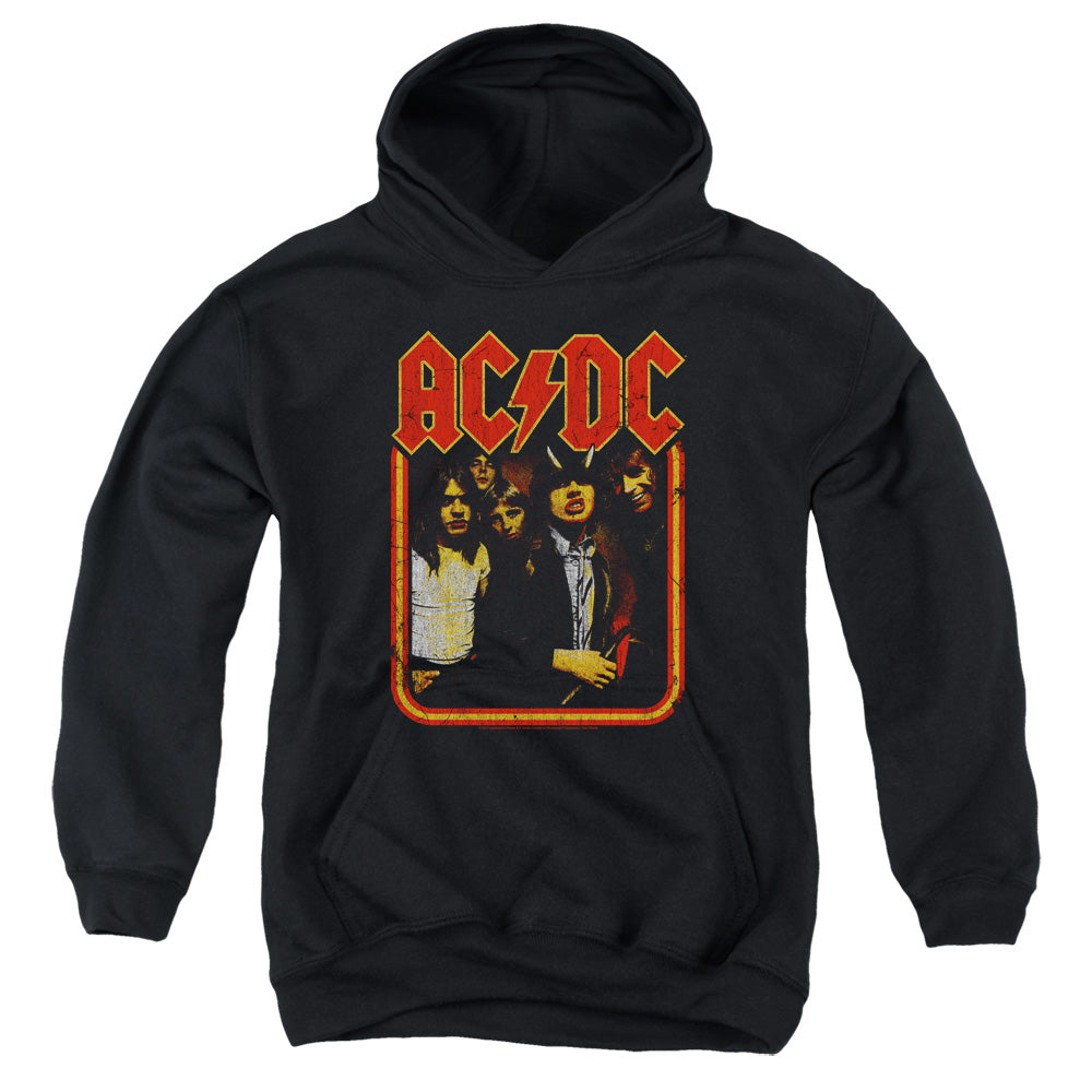 Acdc/group Distressed-youth Pull-over Hoodie-black