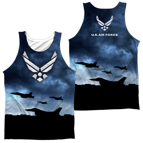 Air Force/take Off (front/back Print)-adult 100% Poly Tank Top-white
