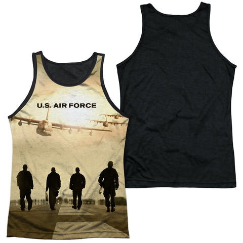 Air Force/long Walk-adult Poly Tank Top Black Back-white