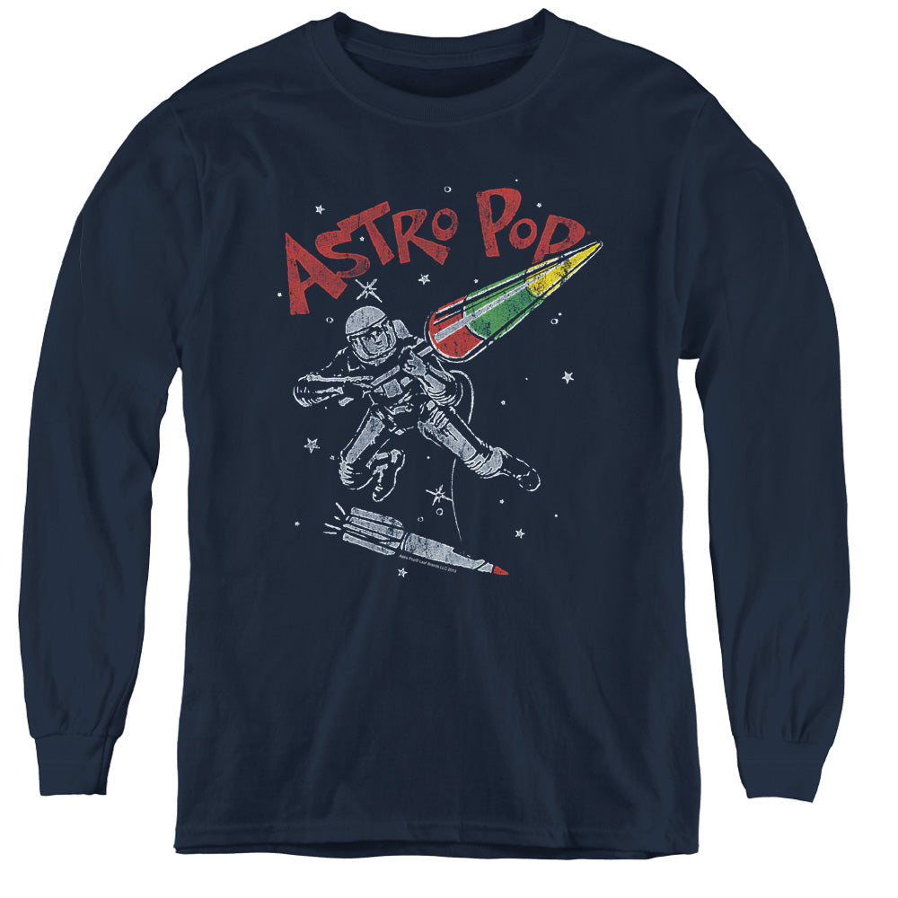 Astro Pop/space Joust-youth Long Sleeve Tee-navy