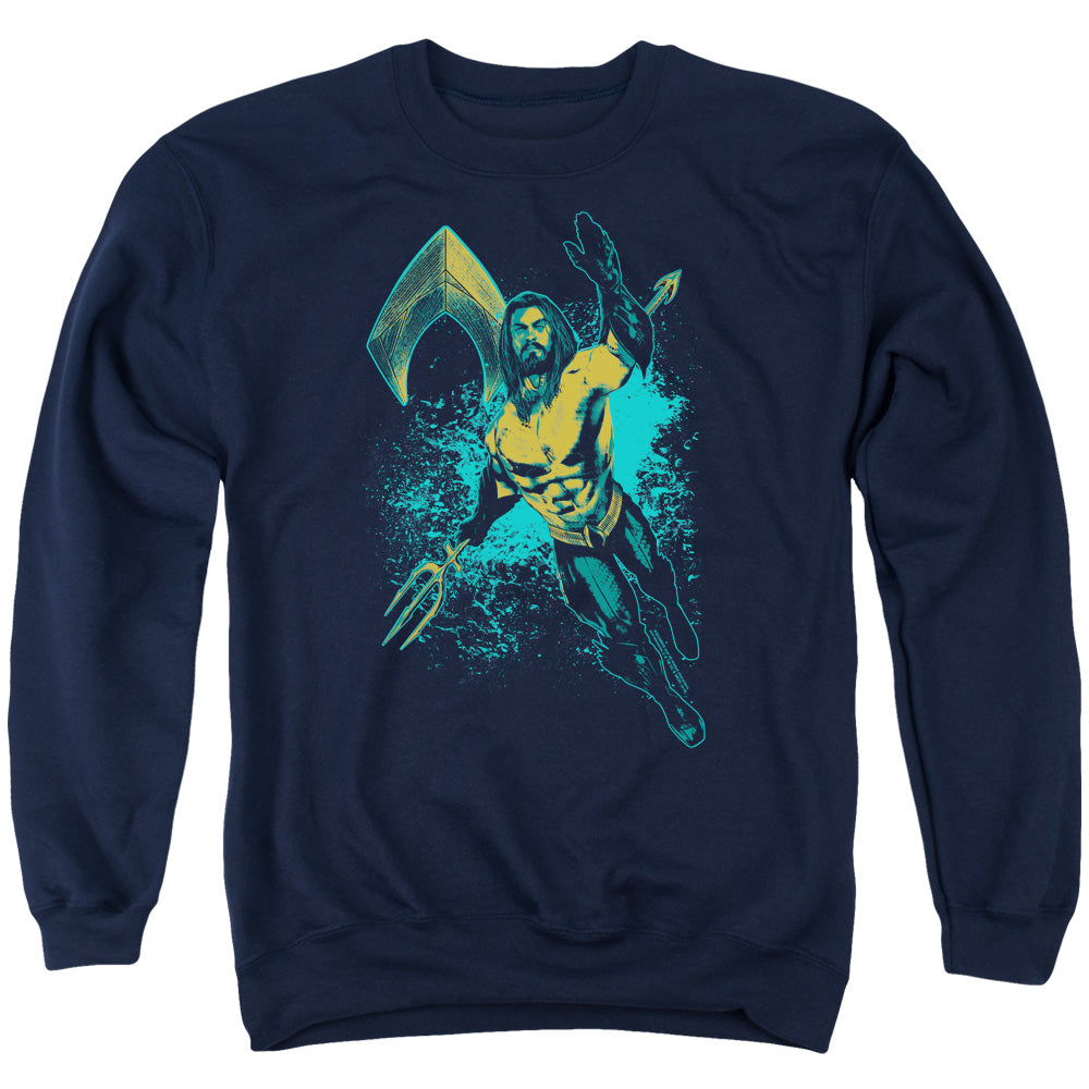 Aquaman Movie/make A Splash-adult Crewneck Sweatshirt-navy