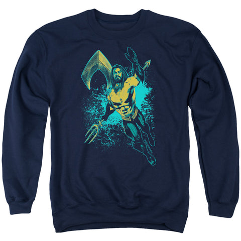 Aquaman Movie/make A Splash-adult Crewneck Sweatshirt-navy