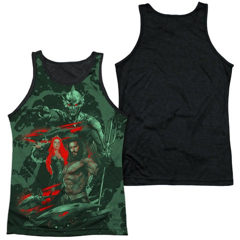 Aquaman Movie/good And Evil-adult Poly Tank Top Black Back-white