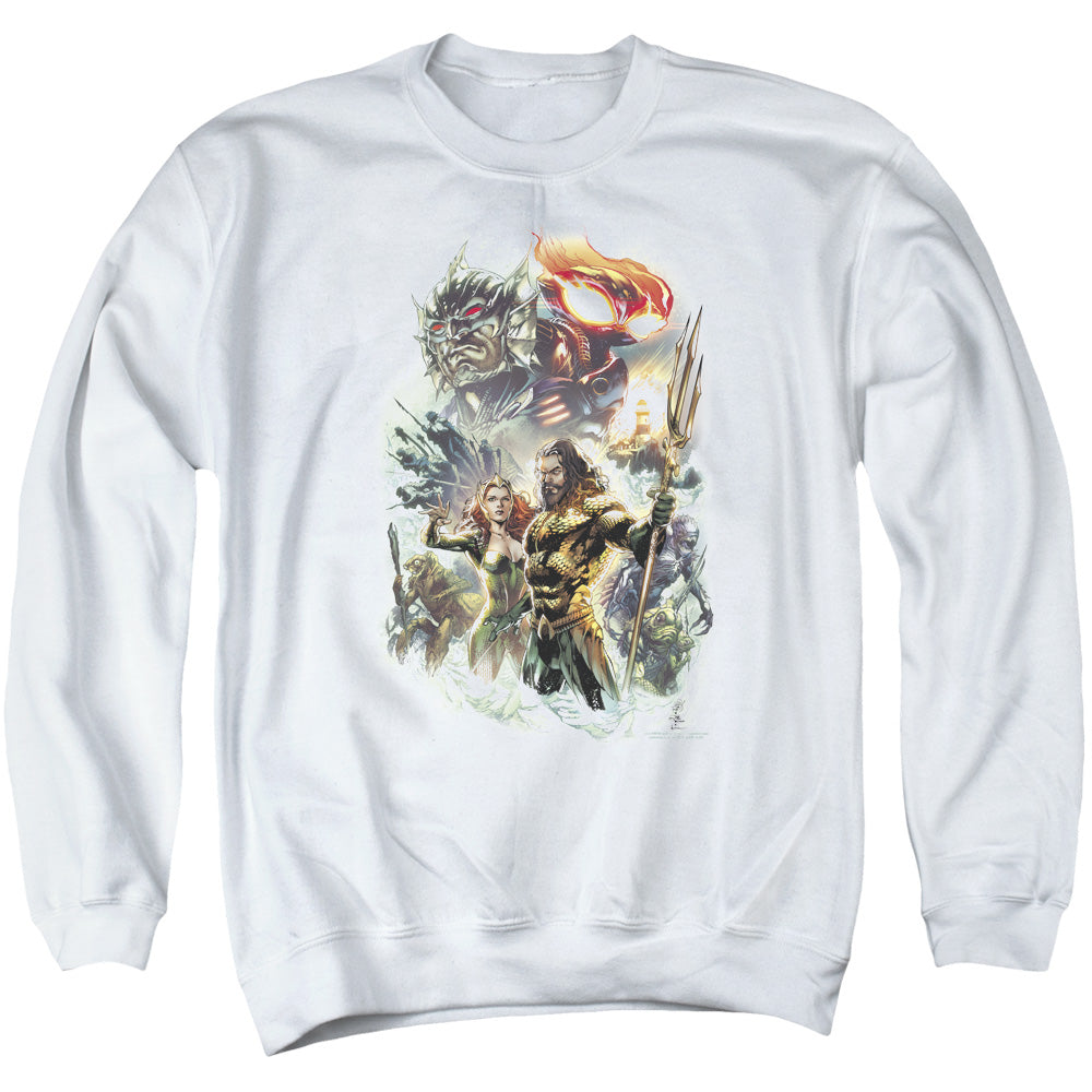 Aquaman Movie/king Of Atlantis-adult Crewneck Sweatshirt-white