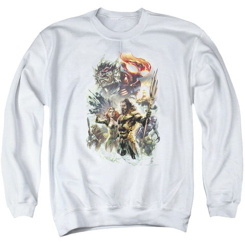 Aquaman Movie/king Of Atlantis-adult Crewneck Sweatshirt-white