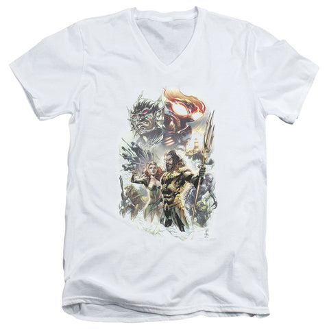 Aquaman Movie/king Of Atlantis-s/s Adult V-neck 30/1-white