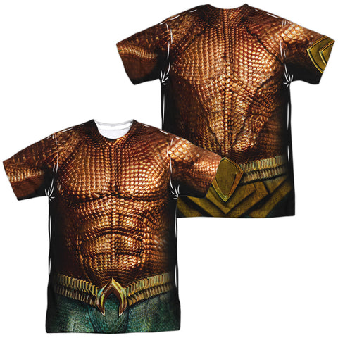 Aquaman Movie/aquaman Uniform (front/back Print)-s/s Adult Poly Crew-white