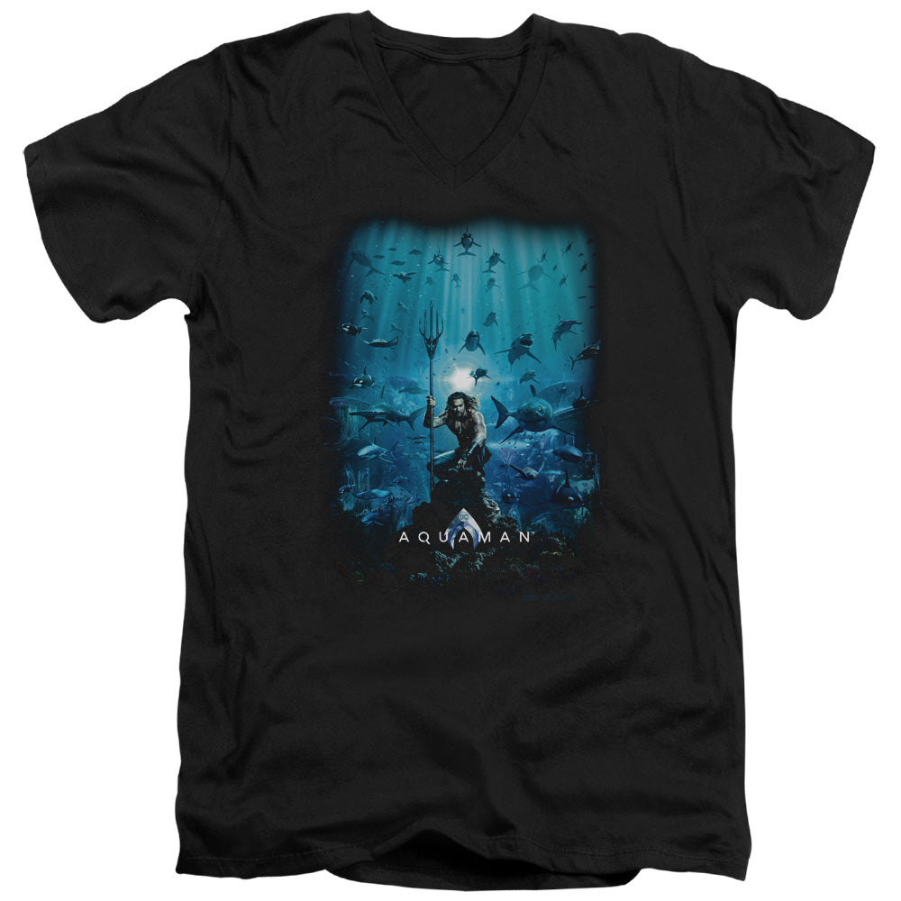 Aquaman Movie/poster-s/s Adult V-neck 30/1-black