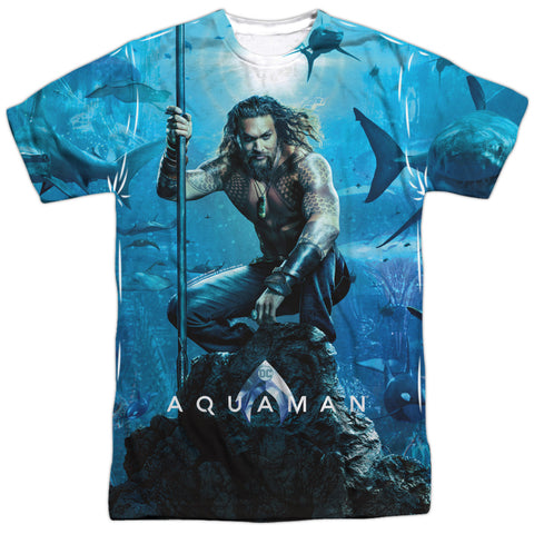 Aquaman Movie/poster-s/s Adult Poly Crew-white