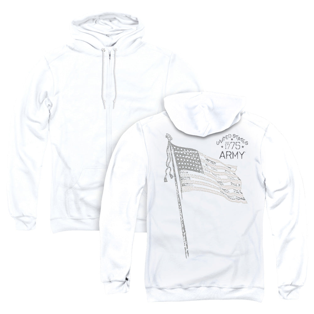 Army/tristar (back Print) - Adult Zipper Hoodie - White