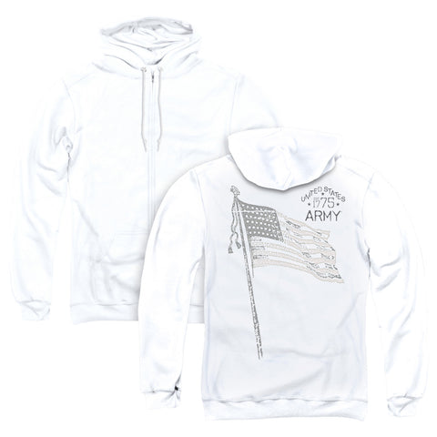 Army/tristar (back Print) - Adult Zipper Hoodie - White