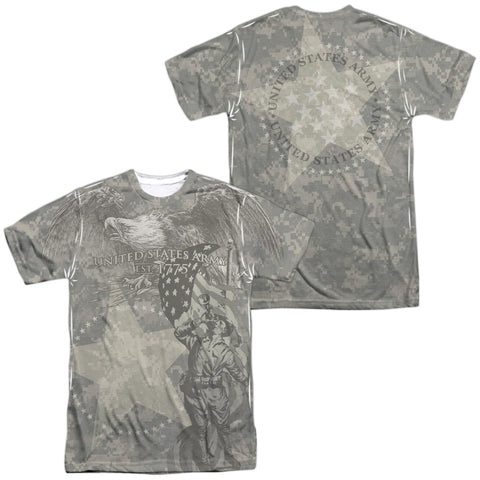 Army/countrys Call (front/back Print)-s/s Adult Poly Crew-white