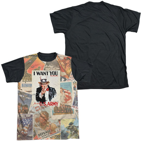 Army/vintage Collage-s/s Adult White Front Black Back  -white