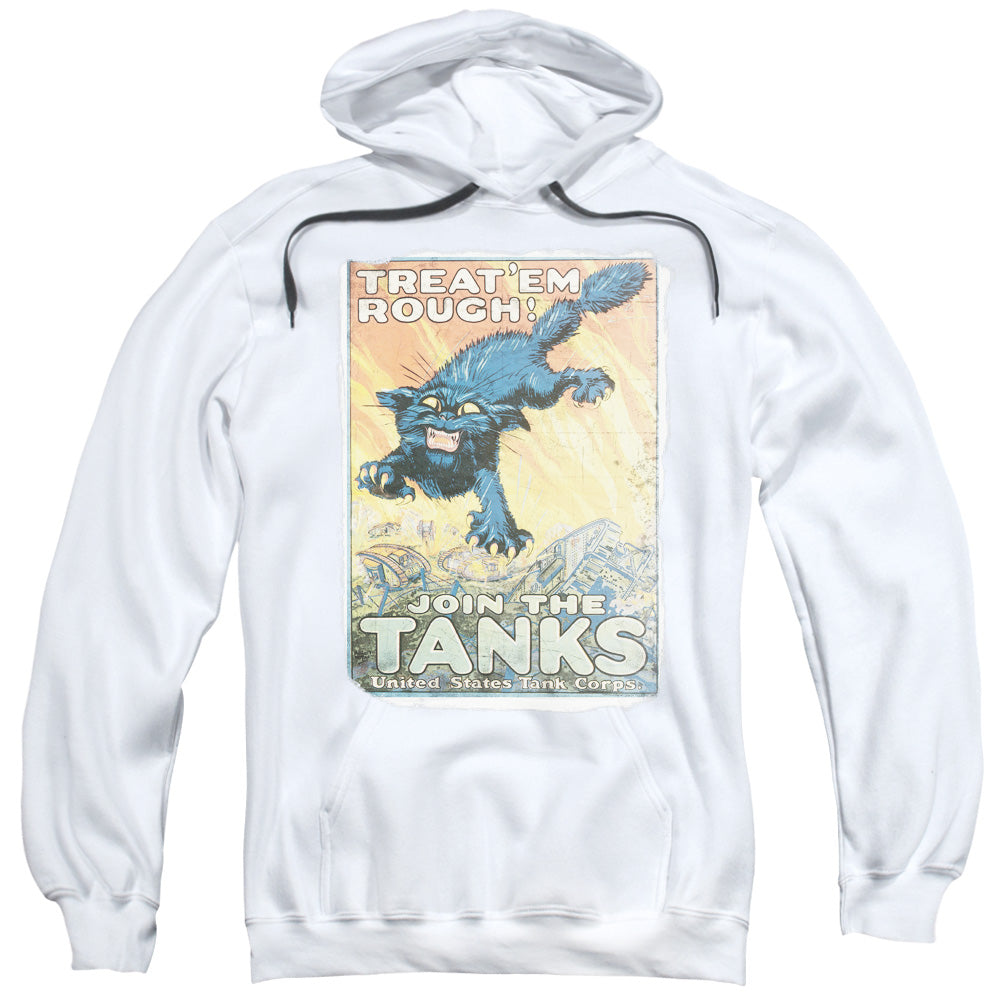 Army/treat Em Rough-adult Pull-over Hoodie-white