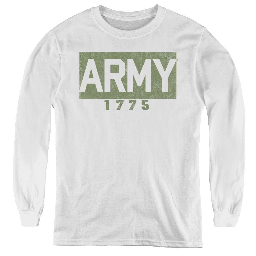Army/block-youth Long Sleeve Tee-white