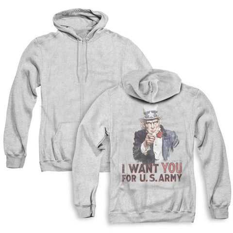 Army/i Want You (back Print) - Adult Zipper Hoodie-athletic Heather