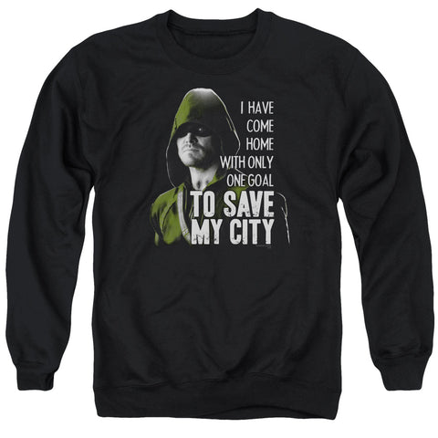 Arrow/save My City - Adult Crewneck Sweatshirt - Black