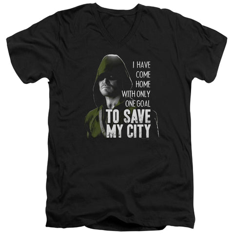 Arrow/save My City-s/s Adult V-neck 30/1-black
