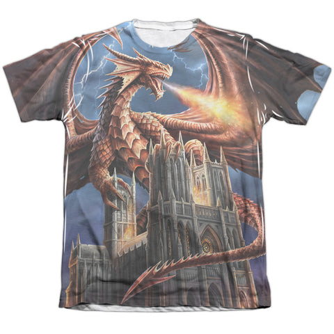 Anne Stokes/dragons Fury-adult Poly/cotton S/s Tee-white