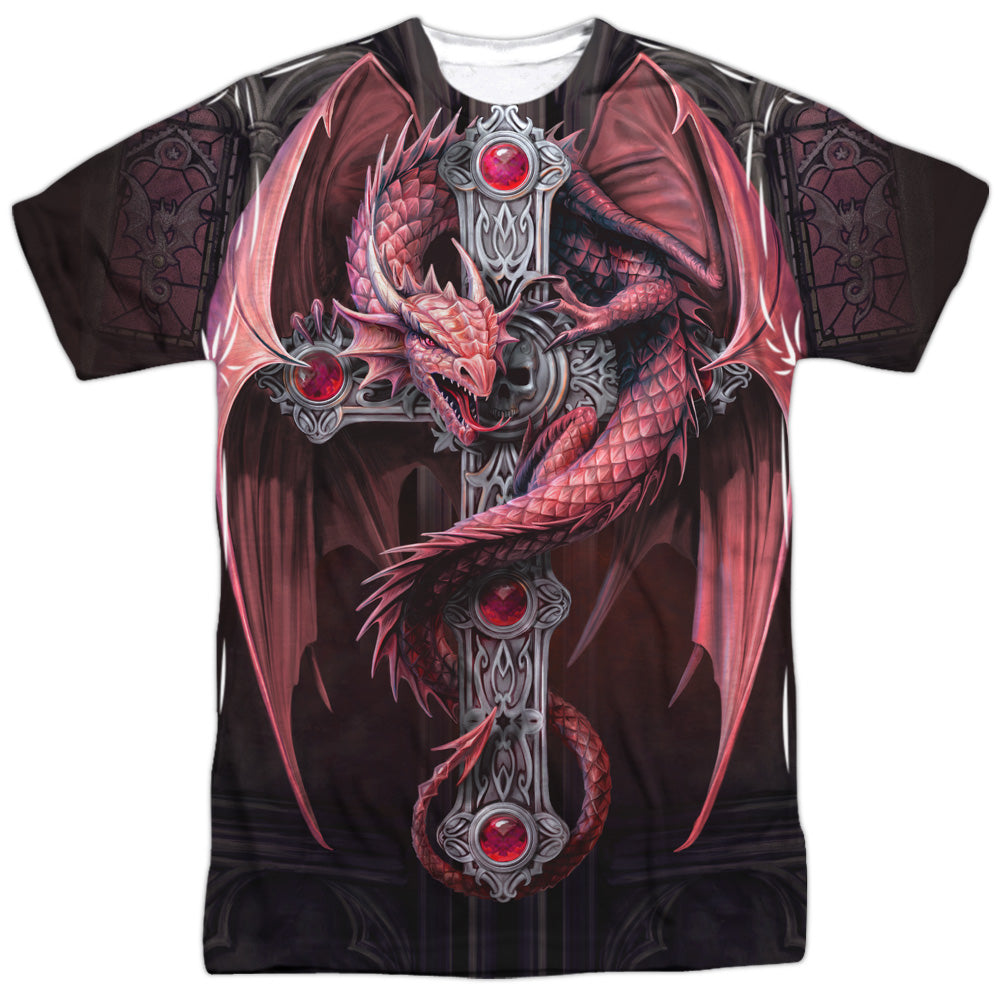 Anne Stokes/gothic Guardian-s/s Adult Poly Crew-white