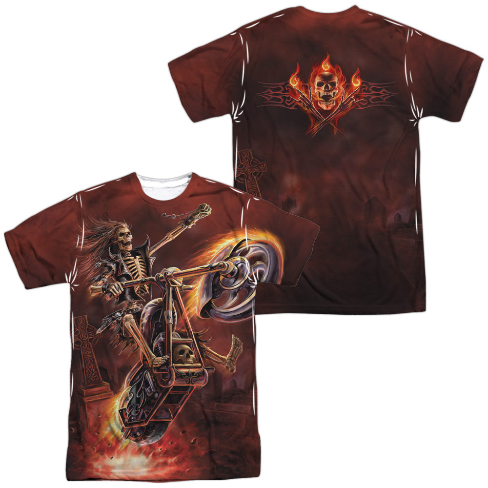 Anne Stokes/hellrider (front/back Print)-s/s Adult Poly Crew-white