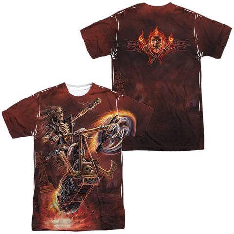 Anne Stokes/hellrider (front/back Print)-s/s Adult Poly Crew-white