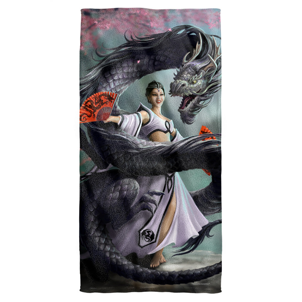 Anne Stokes/dragon Dancer-cotton Front / Poly Back Beach Towel-white