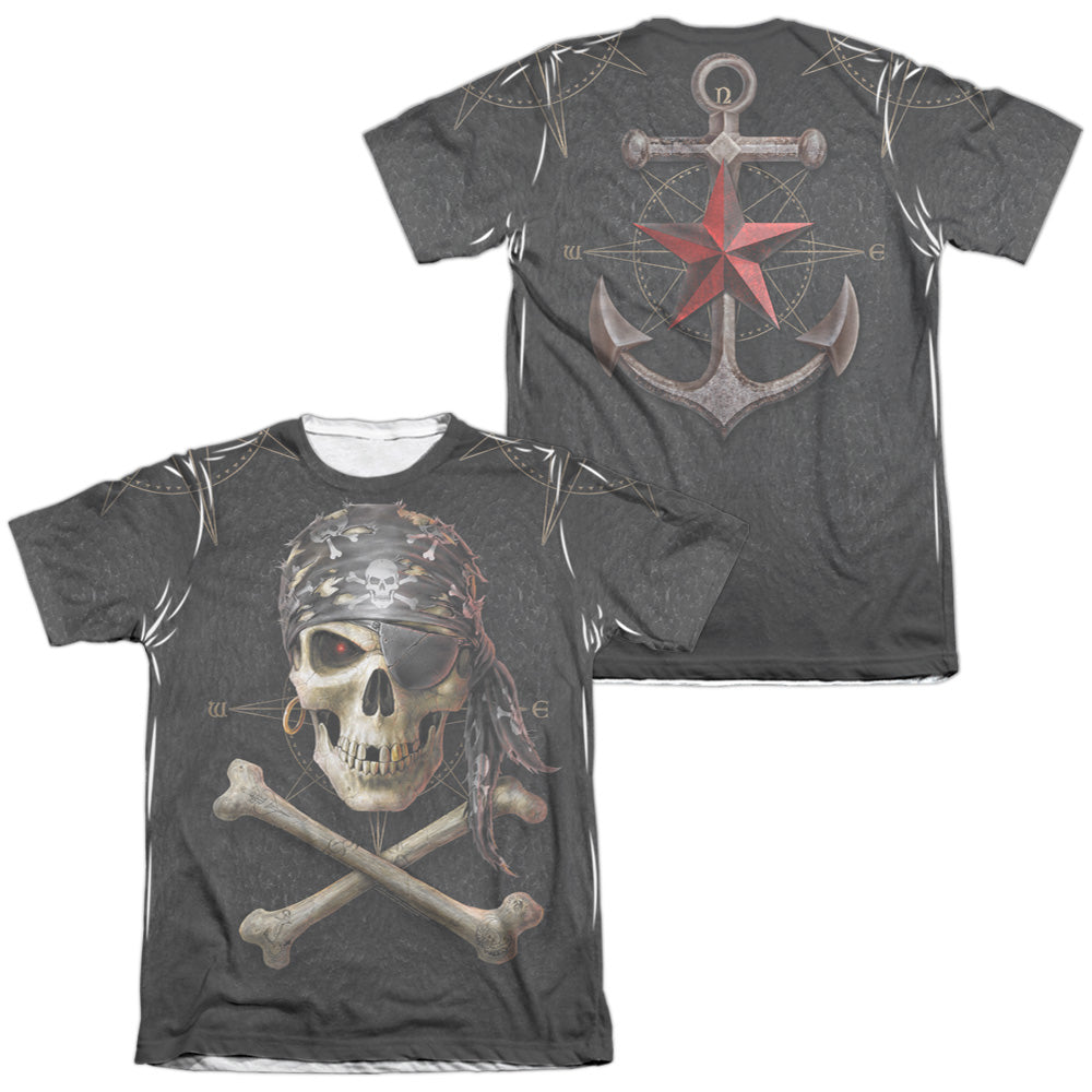 Anne Stokes/pirate Skulls (front/back Print)-adult Poly/cotton S/s Tee-white