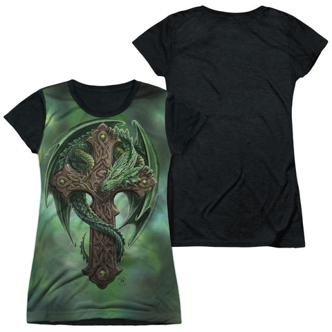 Anne Stokes/woodland Guardian-s/s Junior Poly Black Back-white