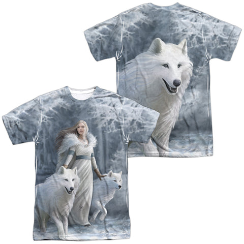 Anne Stokes/winter Guardians (front/back Print)-s/s Adult Poly Crew-white