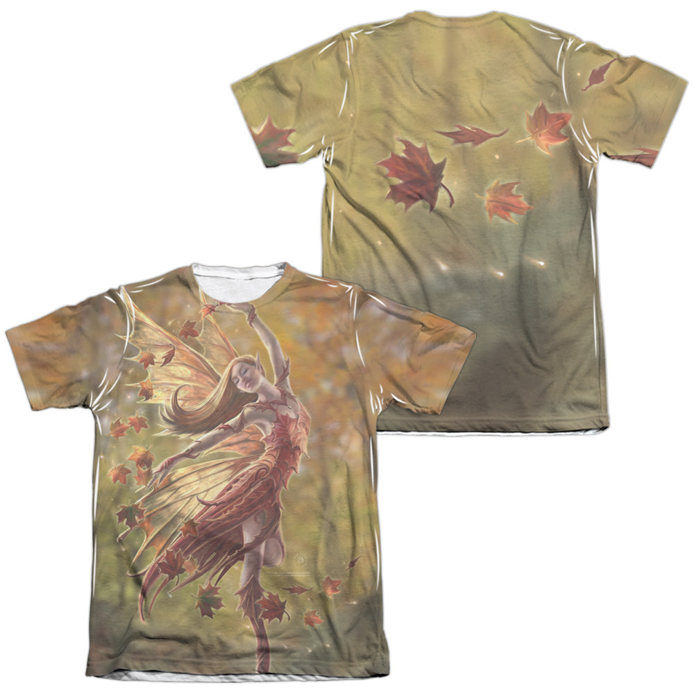Anne Stokes/autumn Fairy (front/back Print)-adult Poly/cotton S/s Tee-white