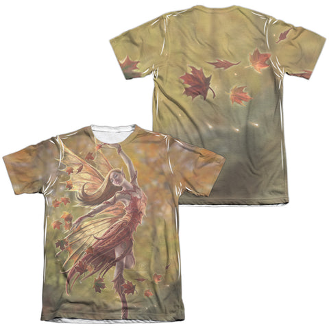 Anne Stokes/autumn Fairy (front/back Print)-adult Poly/cotton S/s Tee-white
