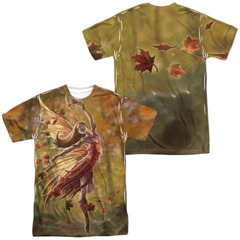Anne Stokes/autumn Fairy (front/back Print)-s/s Adult Poly Crew-white