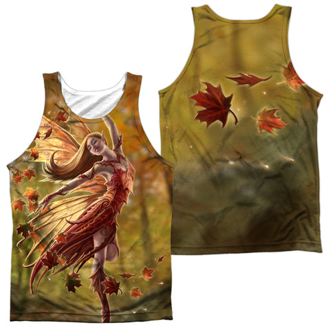 Anne Stokes/autumn Fairy (front/back Print)-adult Poly Tank Top-white